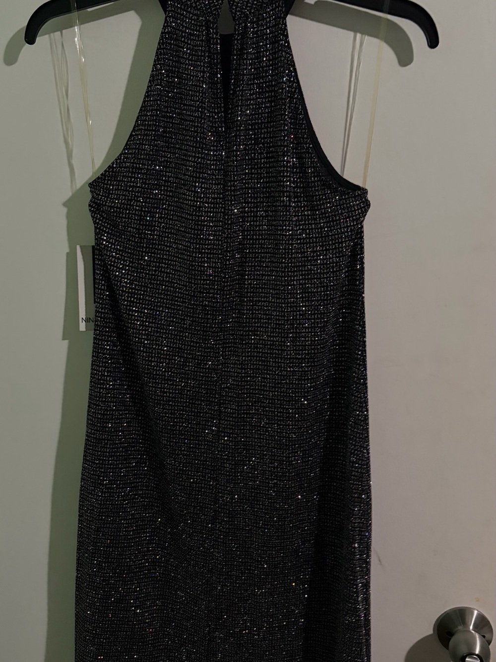 Nine West One-Shoulder Sparkle Sheath Dress - Black size 4 to 7